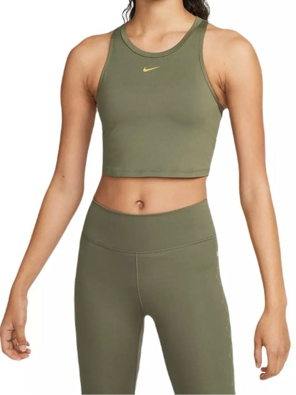 Nike Dri-FIT One Luxe Women's Tank Top Slim Fit DM7293-222 Medium Olive Size L